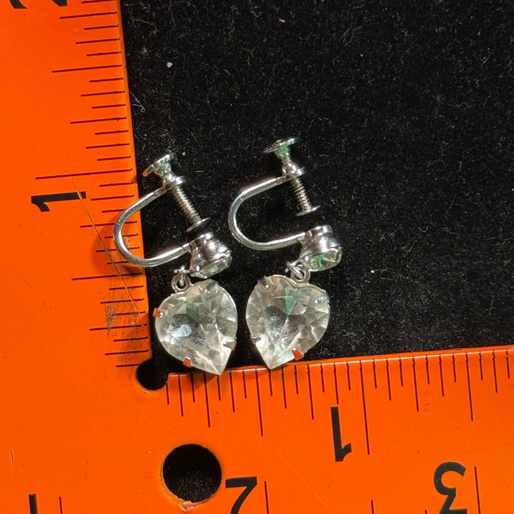 Vintage Sterling Silver‎ Crystal Screw on Earrings - Picture 2 of 7
